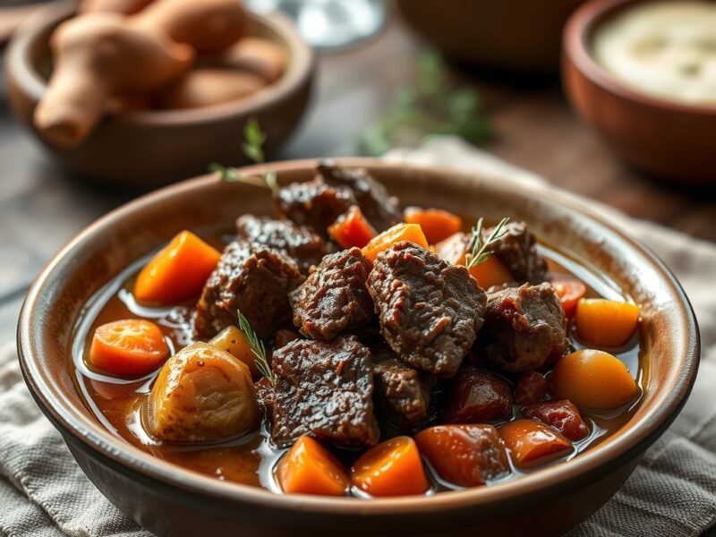 Slow Braised Beef Stew With Root Vegetables
