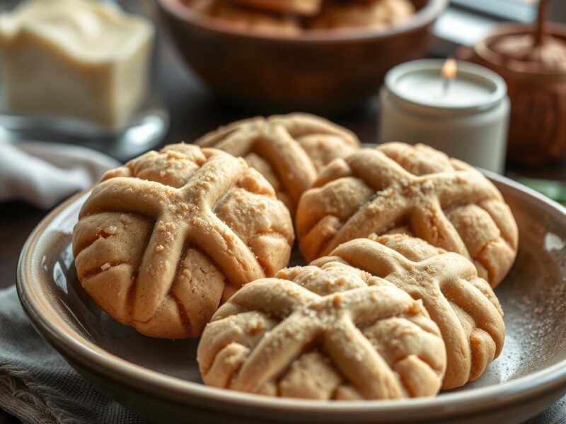 Soft-Baked Peanut Butter Cookies With Crisscross Pattern